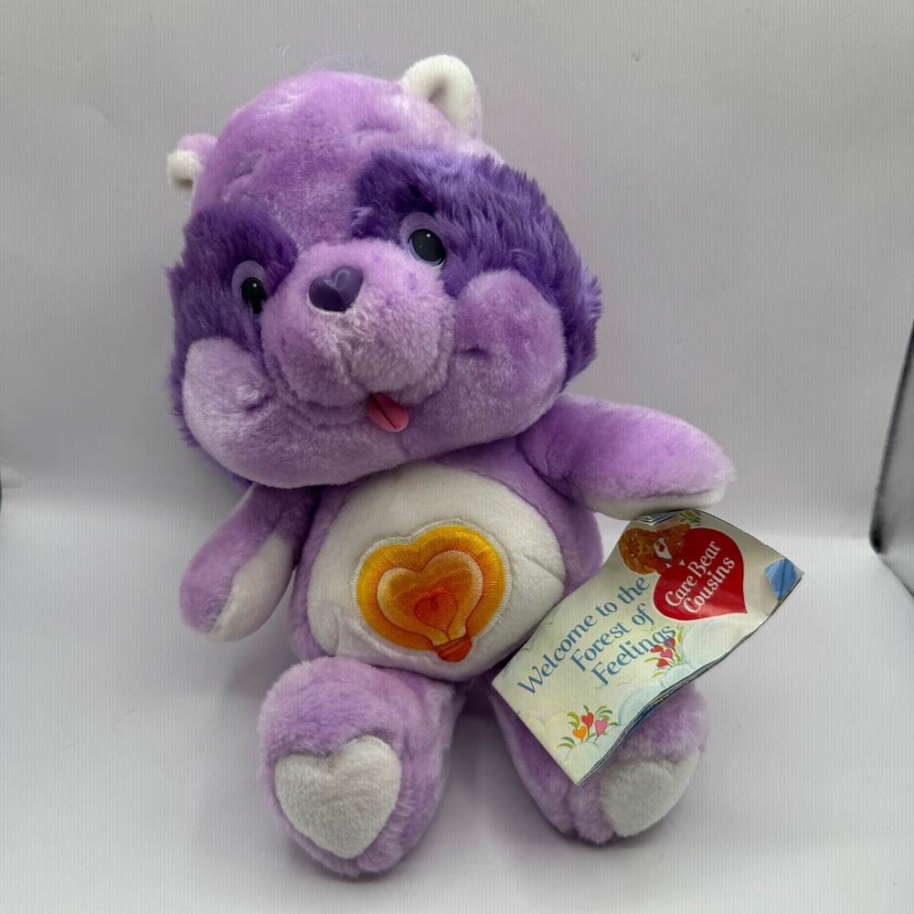 Kenner Care Bear Cousins Plush Kids 11in Purple Bright Heart Raccoon 1984 Toy